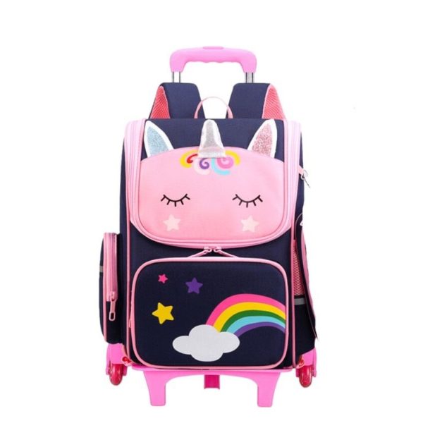 Children Trolley Schoolbag For Boys And Girls - Navy