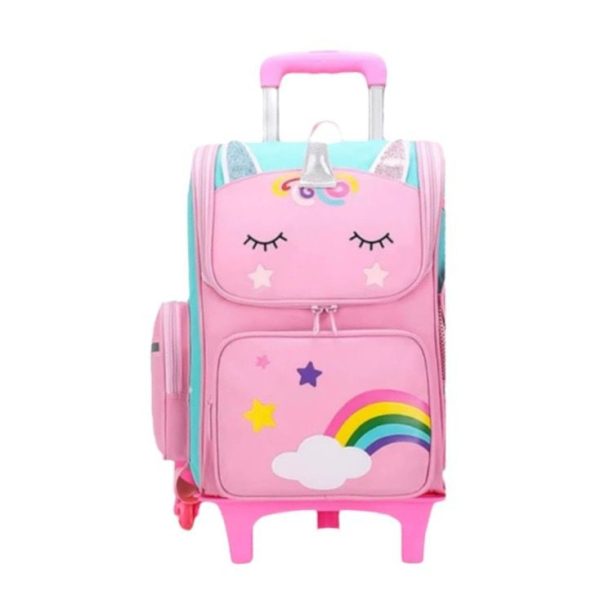 Children Trolley Schoolbag For Boys And Girls - Pink