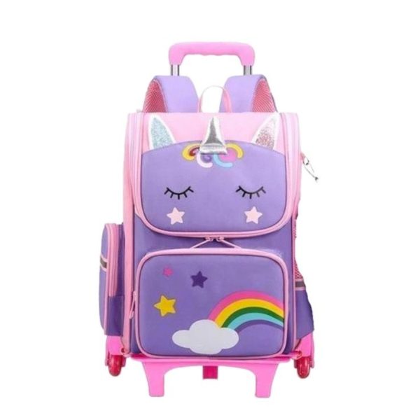 Children Trolley Schoolbag For Boys And Girls - Purple