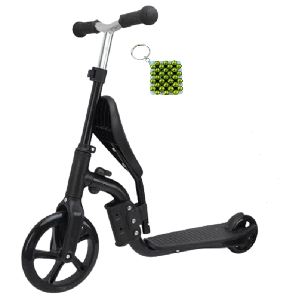 Black 2-in-1 Riding Scooter for Kids Ride On & Scooter & A Key Holder