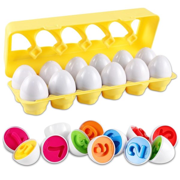 12 Piece Matching Eggs Shapes and Colors for Toddlers Baby Girls Boys