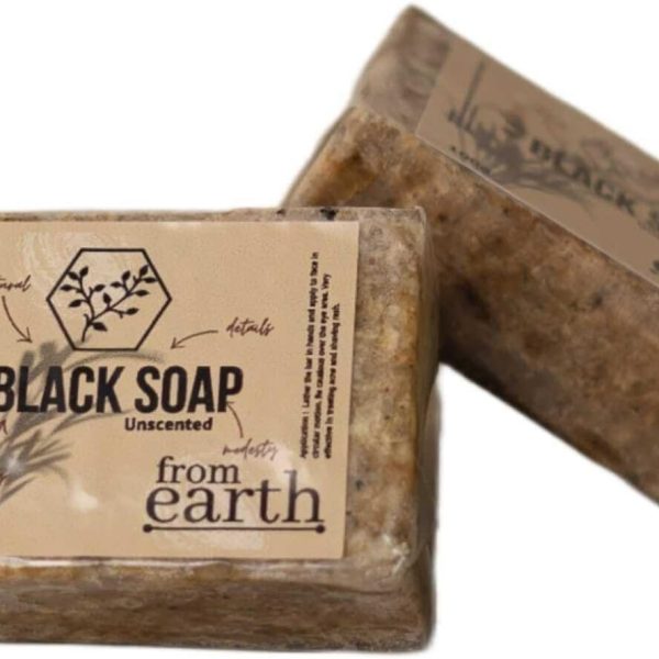 From Earth Nature's Gift Organic African Black Soap. Fights Acne, Sensitive Skin, Pure and Natural Ingredients 100g Bar