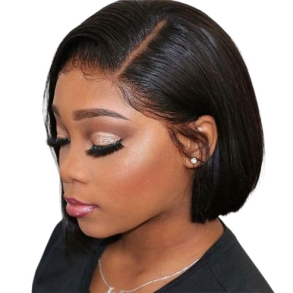 5X5 Closure Glueless Wig Straight Human Hair Bob Wig - 25.4 cm