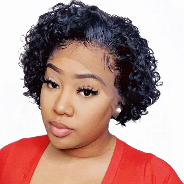 Golden Perfect Pixie Curly No Glue 13x1 Lace Wig Human Hair Brazilian Wigs