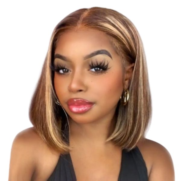 Beau Diva 12 inch P4/27 Highlight Bob Wig Human Hair 13x4 Piano Frontal Lace Wig
