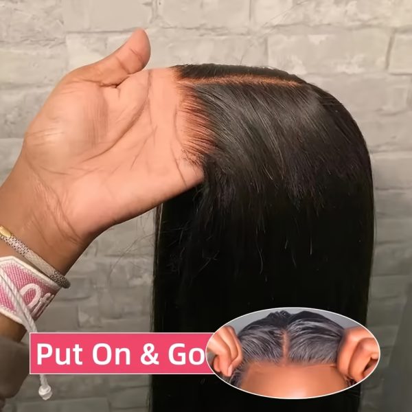 BLACKMOON HAIR Elegant Straight Human Hair Wig for Women, Pre-Cut 5x5 HD Transparent Lace Closure, Glueless Brazilian Hair, Ready to Go HD Lace Front Wigs, 150% Density