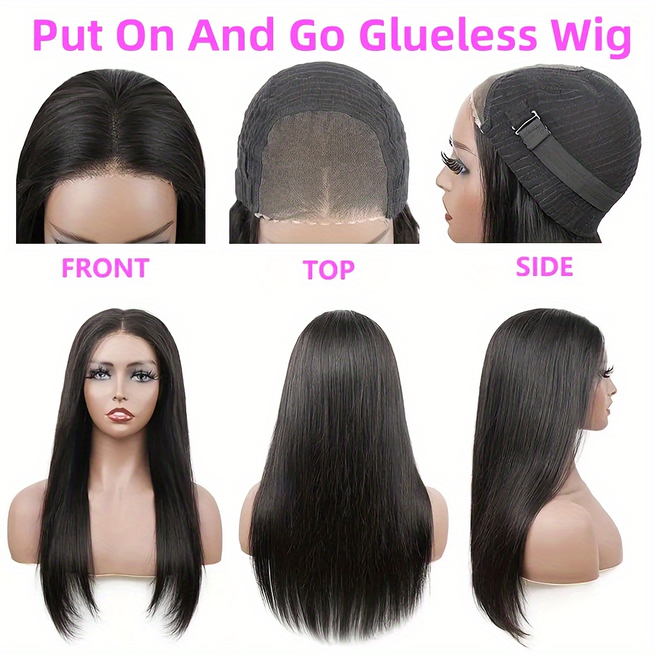  elegant straight human hair wig for women pre cut 5x5 hd transparent lace closure glueless brazilian hair hd lace front wigs 150 density details 1