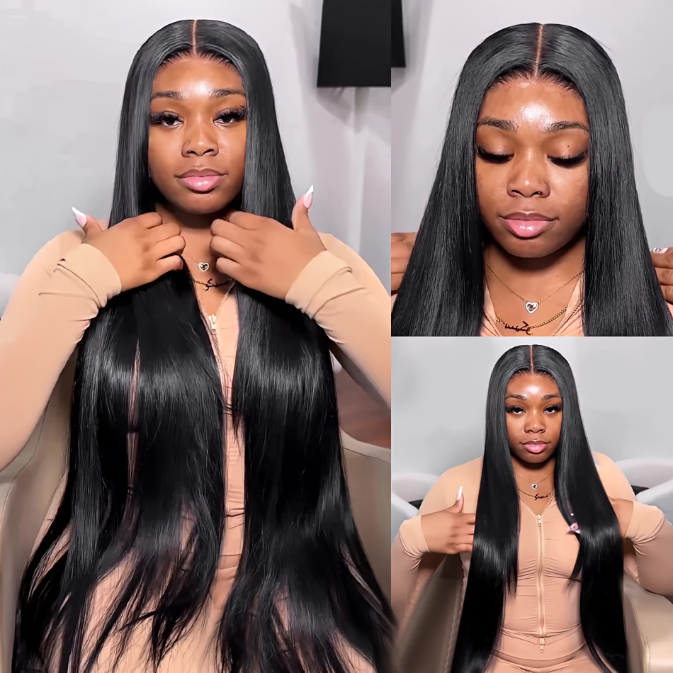  elegant straight human hair wig for women pre cut 5x5 hd transparent lace closure glueless brazilian hair hd lace front wigs 150 density details 8