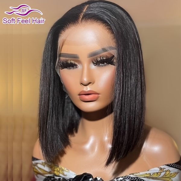 150% 13x4 Human Hair Wig Short Straight Bob Cut Wig 150% Density 13x4 Lace Front Human Hair Wig Natural Hairline With Baby Hair