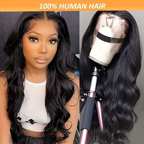 200% Long HD Body Wavy Lace Front Wig Wavy Human Hair Wig Full 13x4 HD Lace Body Wavy Lace Front Wig for women Pre-pulled Brazilian Body Wavy wig for girls Ear to middle part of ear Lace Front Human Hair wig with no glue Baby hair Natural color, Best for Christmas