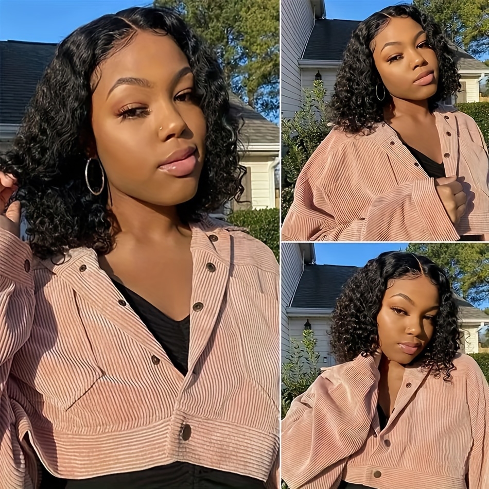 glueless 4x4 wig deep wave human hair wig 4x4 transparent lace frontal wigs glueless wigs human hair for women free part brazilian human hair curly wigs 150 details 5