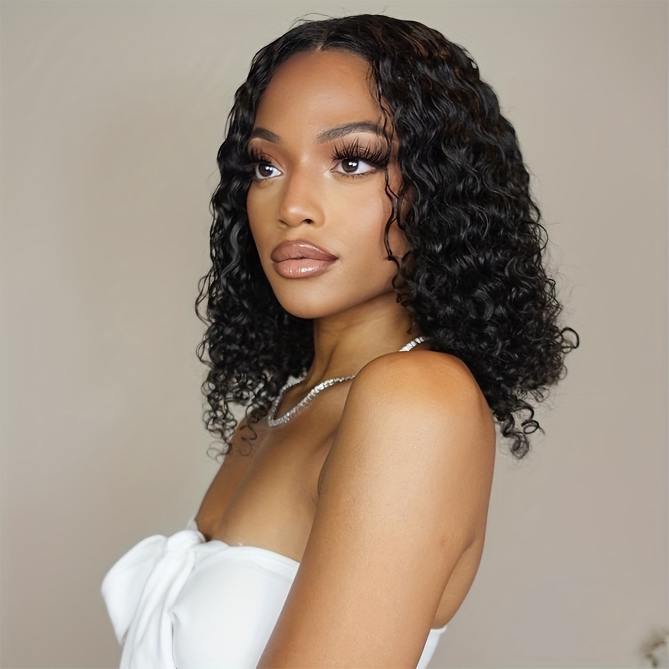 glueless 4x4 wig deep wave human hair wig 4x4 transparent lace frontal wigs glueless wigs human hair for women free part brazilian human hair curly wigs 150 details 2