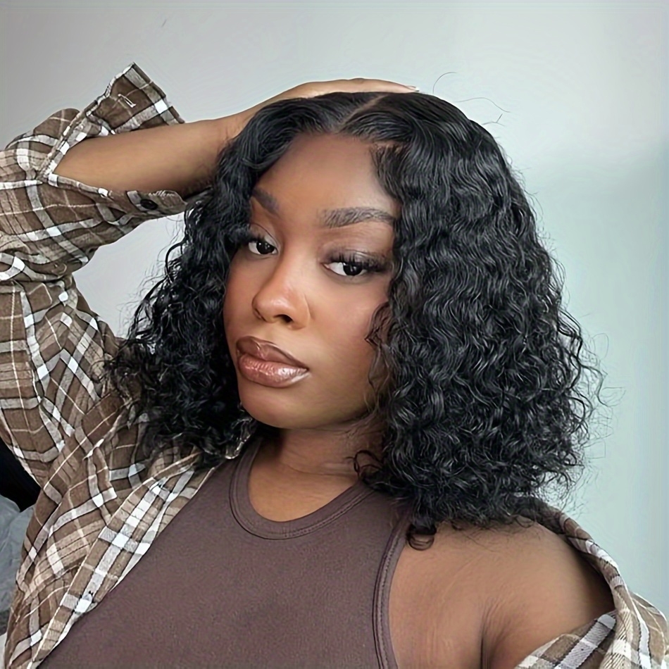 glueless 4x4 wig deep wave human hair wig 4x4 transparent lace frontal wigs glueless wigs human hair for women free part brazilian human hair curly wigs 150 details 7