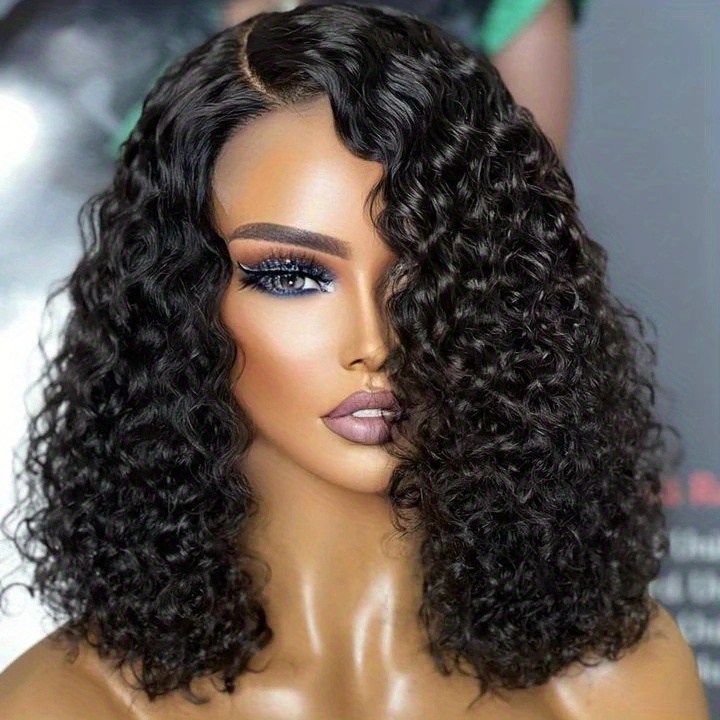 short bob wig wet and wavy water wave 4x4 lace closure wig brazilian transparent lace frontal human hair wigs for women 150 density 4 4 lace wig details 0