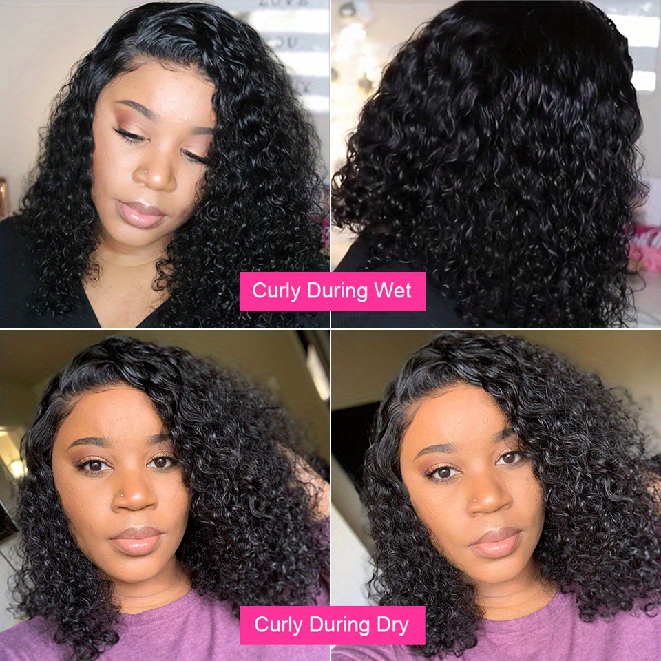short bob wig wet and wavy water wave 4x4 lace closure wig brazilian transparent lace frontal human hair wigs for women 150 density 4 4 lace wig details 7