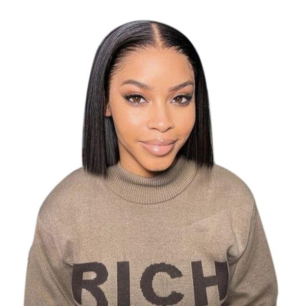 Golden Perfect 10inch Brazilian Hair 13x4 Full Frontal Straight Bob Wig - Women