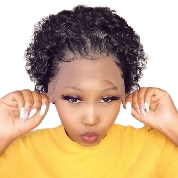 VSP 13x1 Lace Front Brazilian Human Hair Pixie Cut Curly Wig Glueless Wigs