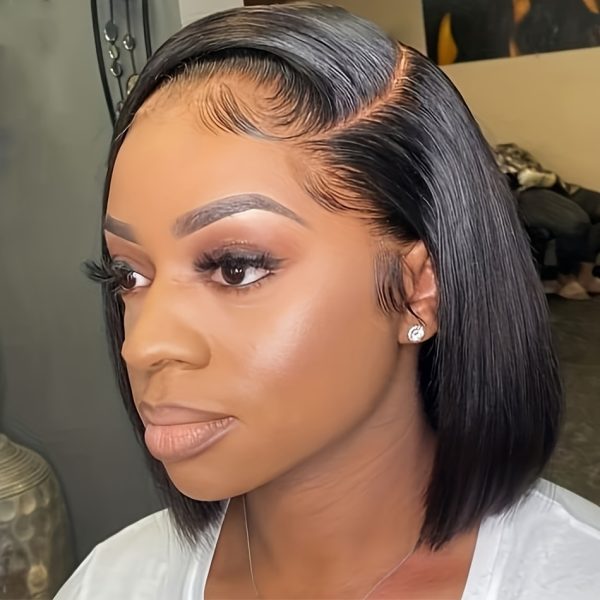 Women'S Basic Style Glueless Bob Wig, 13x4 HD Lace Frontal, 180% Density Straight Human Hair, Pre-Cut Easy Wear, 20.32-35.56 cm