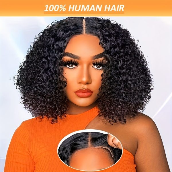 Easy Wear Glueless 4x4 Deep Wave Human Hair Wig for Women 150% Density Brazilian Virgin 4x4 Lace Closure, Simple Gorgeous Curl Pattern, No Glue Needed Glueless Comfortable Durable in Party & Date & Work