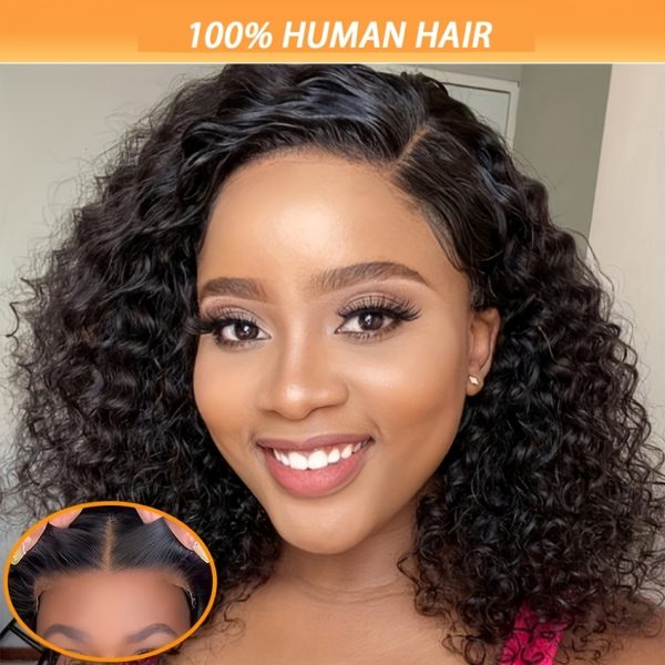 Easy Wear Glueless Deep Wave Bob Wig - 13x4 Lace Frontal, Human Hair, Ready to Go, Curly Water Wave Style for Women