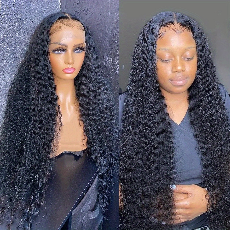  brazilian deep wave frontal wig transparent lace front wig hairline t part lace wig curly human hair wigs for women 150 density 13 2 lace wig details 0
