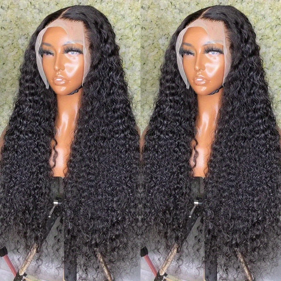  brazilian deep wave frontal wig transparent lace front wig hairline t part lace wig curly human hair wigs for women 150 density 13 2 lace wig details 1