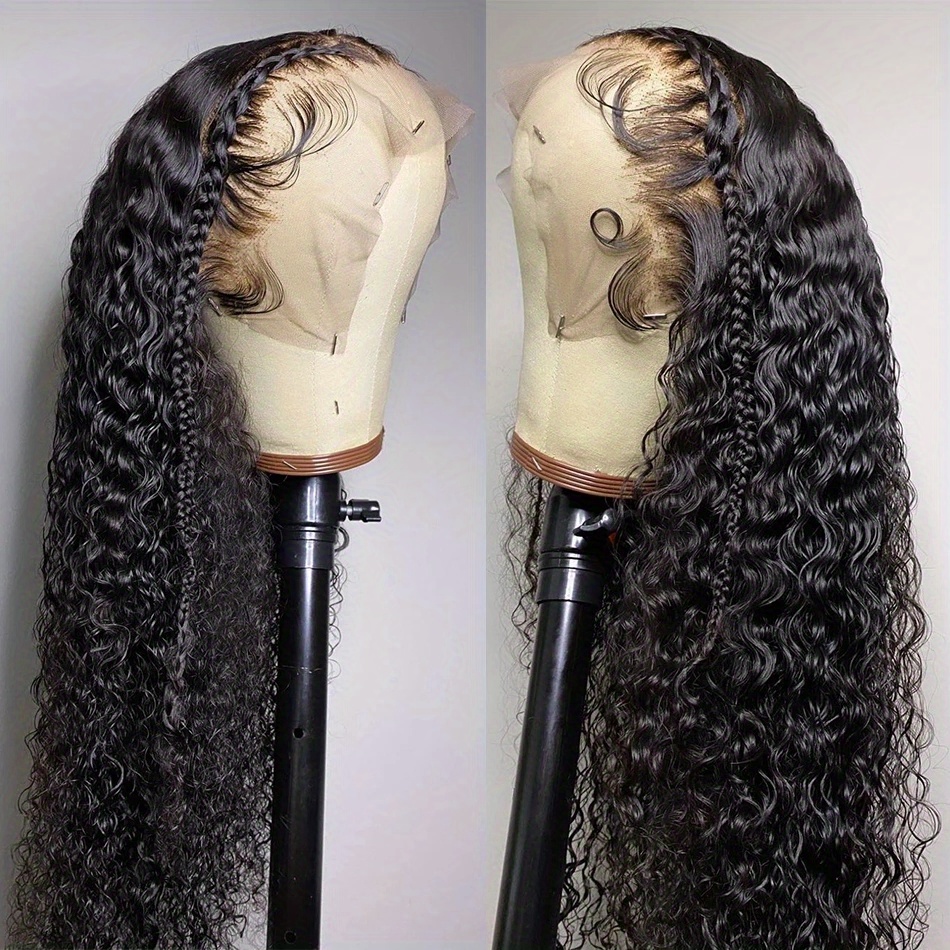  brazilian deep wave frontal wig transparent lace front wig hairline t part lace wig curly human hair wigs for women 150 density 13 2 lace wig details 4