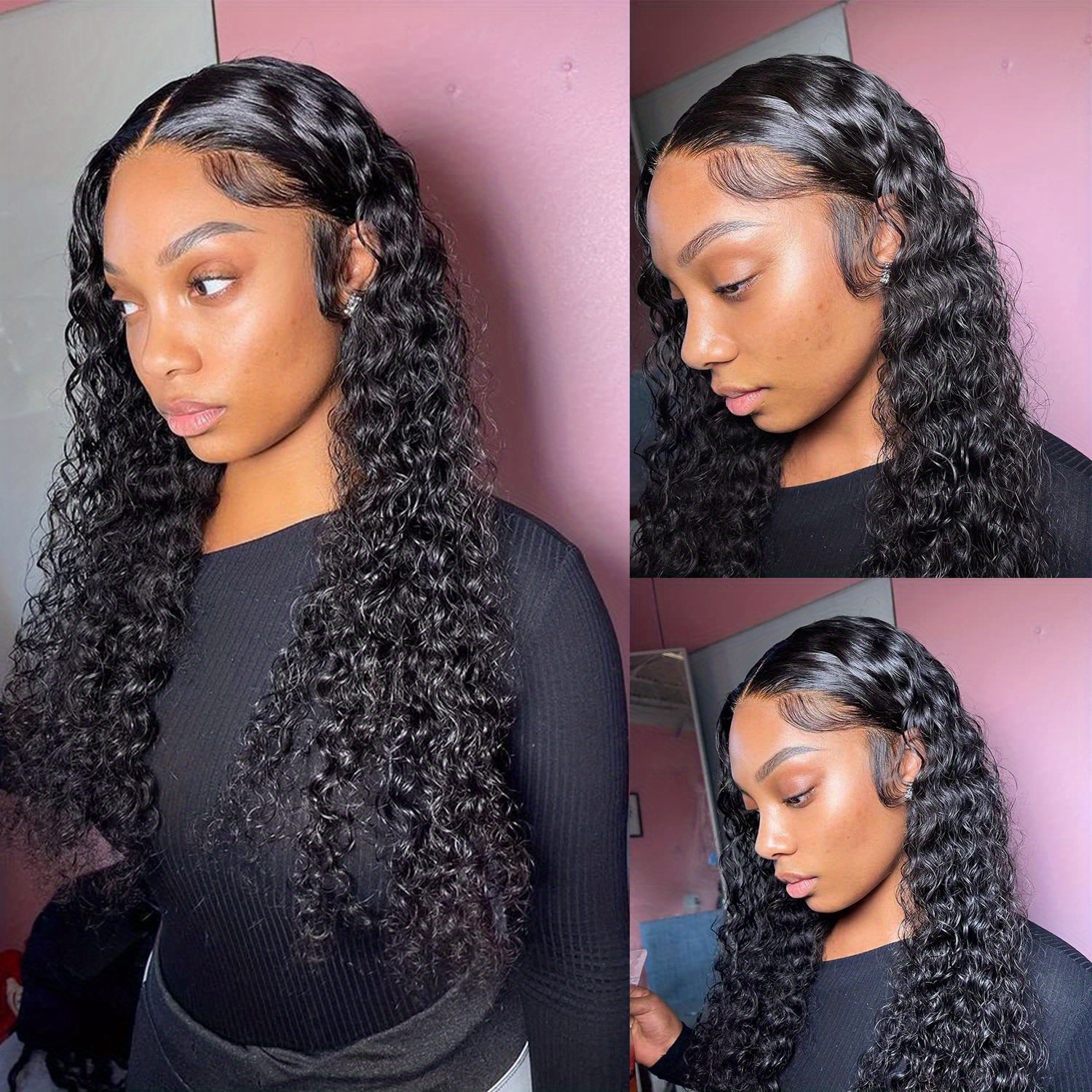  brazilian deep wave frontal wig transparent lace front wig hairline t part lace wig curly human hair wigs for women 150 density 13 2 lace wig details 8