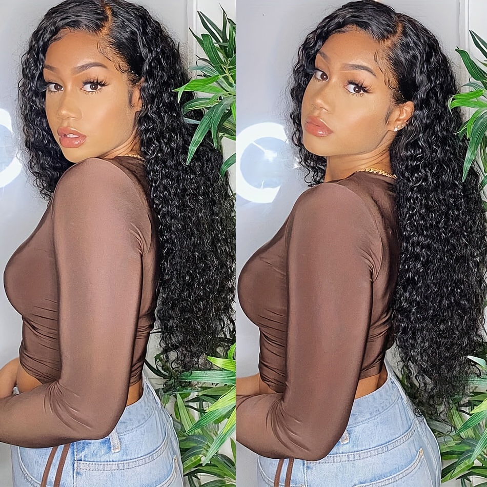  brazilian deep wave frontal wig transparent lace front wig hairline t part lace wig curly human hair wigs for women 150 density 13 2 lace wig details 10