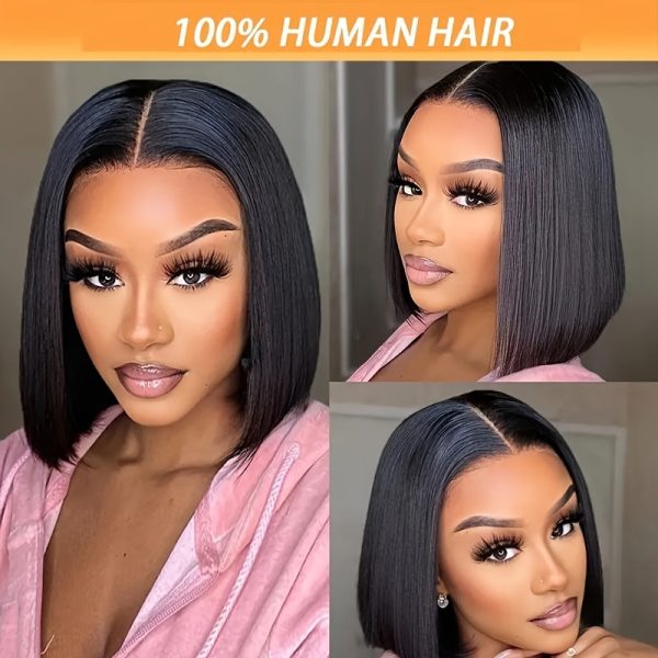 BELIANA 13x4 Bob Lace Front Wig | 100% Real Human Hair | 150% Density | Straight Short Style in Natural Black | Transparent Lace for a Seamless Look | Elegant & Versatile for All Women