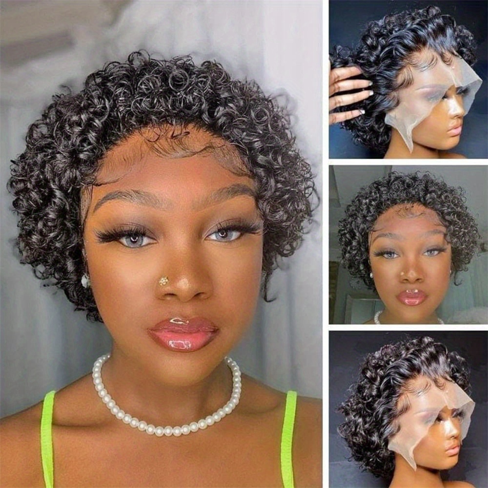 6 inch short curly lace front wigs human hair 13x1 cut short curly human hair wigs lace front wigs knots short wigs for women human hair details 1