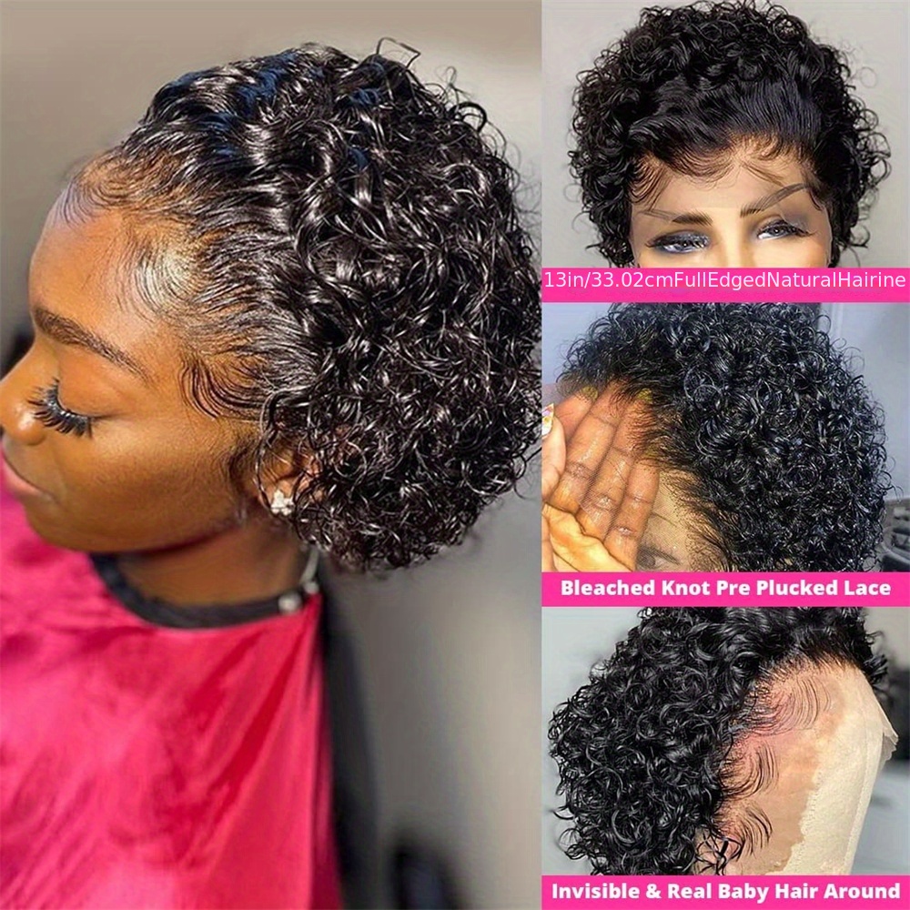 6 inch short curly lace front wigs human hair 13x1 cut short curly human hair wigs lace front wigs knots short wigs for women human hair details 5