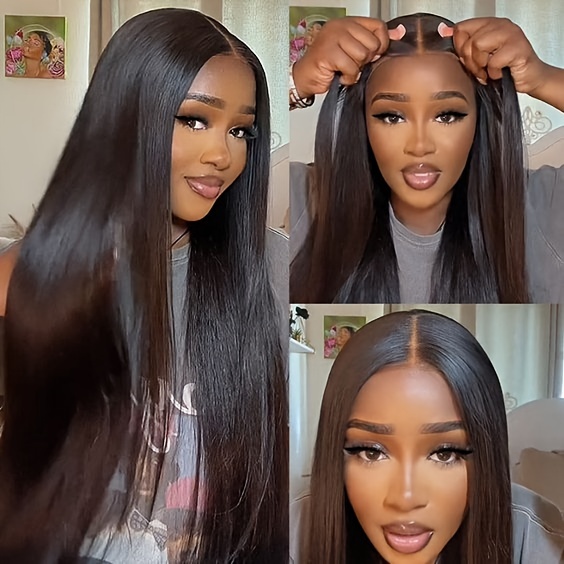  less wigs human hair pre cut lace for beginners 4x4 hd lace closure wigs 180 density straight human hair wigs for women no no gel lace front wig details 3