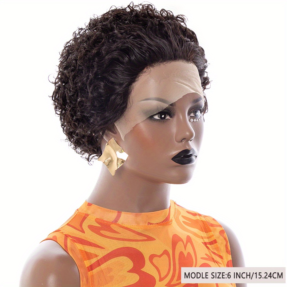 180 density 13x1 lace front human hair wig short curly lace front wigs 13x1 brazilian water wave human hair wigs cut transparent lace front wigs for women details 3