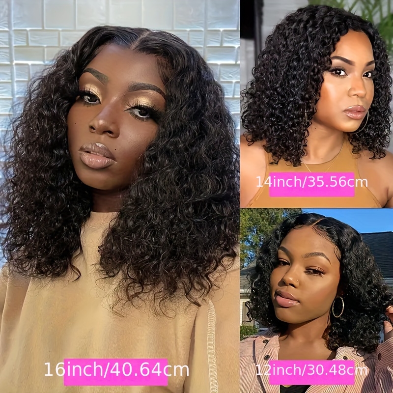 glueless human hair 150 density water wave lace frontal short bob wig lace wigs for women with 13x4 hd transparent lace middle part water curly lace part details 3