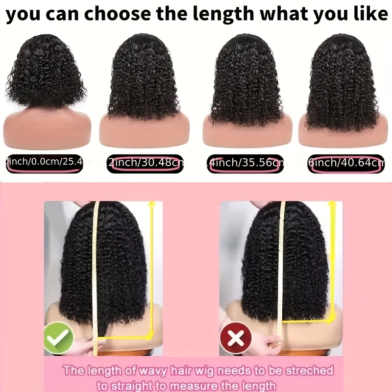 glueless human hair 150 density water wave lace frontal short bob wig lace wigs for women with 13x4 hd transparent lace middle part water curly lace part details 4