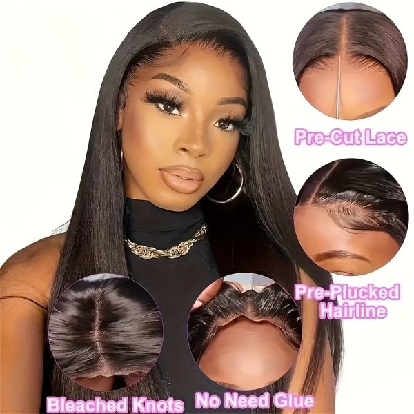 Glueless Brazilian Human Hair Wig for Women - 150% Density, Straight 5x5 HD Transparent Lace Front with Pre-Plucked Hairline & Bleached Knots