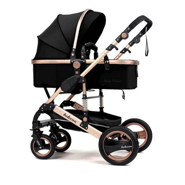 Belecoo Baby Stroller 2 in 1 Foldable Pram - Black