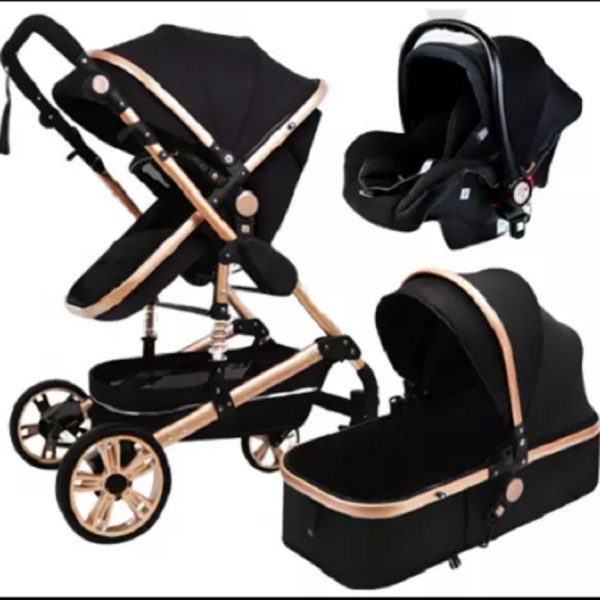 Baby Stroller 3 in 1 Portable Baby Carriage Black