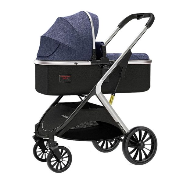 Baby Links Luxurious 2 in 1 baby Stroller - Navy Blue and Silver
