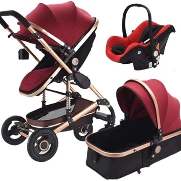 Baby stroller 3 in 1 newborn baby carriage - Red