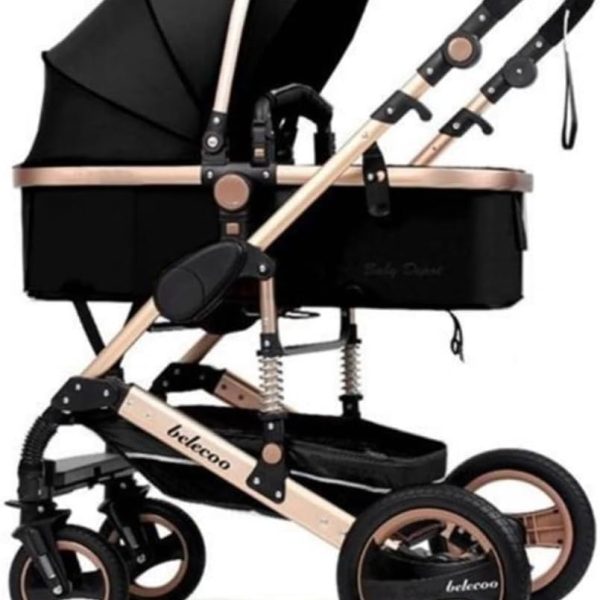 Belecoo stroller 2 in 1 Foldable Baby Pram-Black