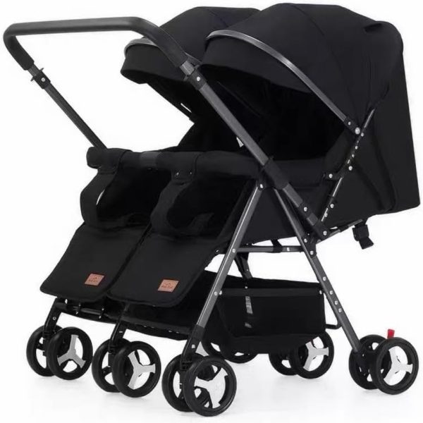 Double Baby Stroller – Side to Side Design (Black)