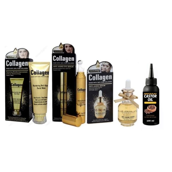 Collagen Face Wash, Eye Serum, Serumwith Cold Pressed Jamaican Black Oil