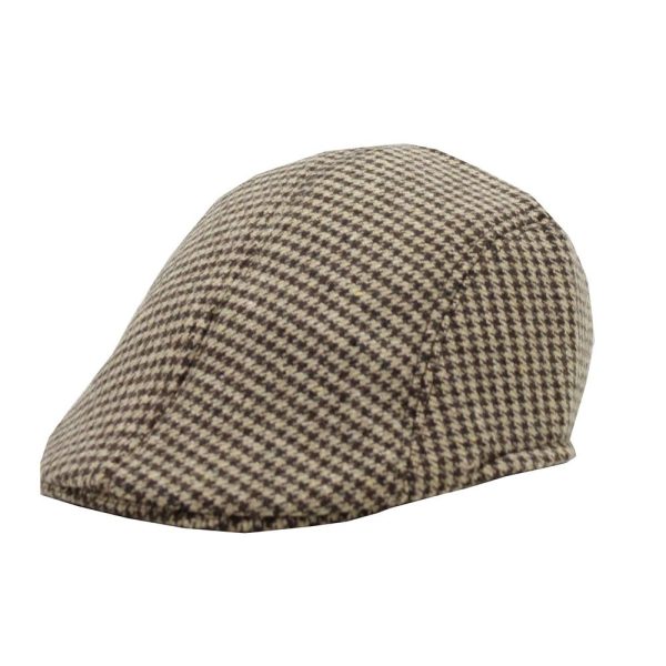 Blackchilli Vintage Newsboy Flat Cap/Beret - Brown Houndstooth