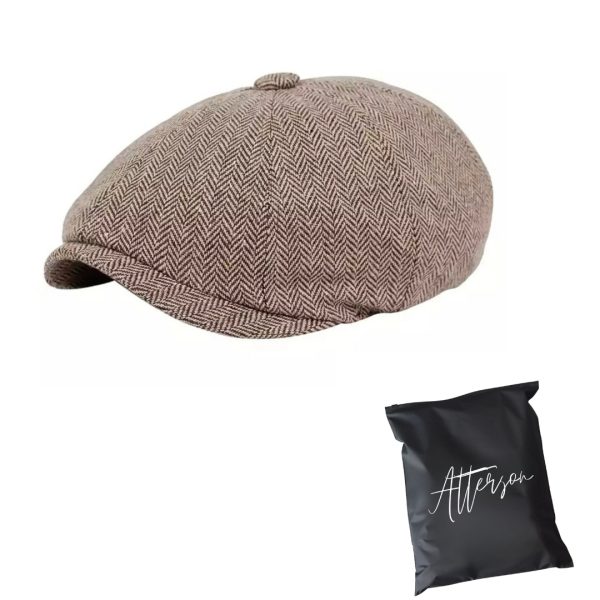 Peaky Newsboy Irish Style Fuller Fit Wool Blend Tweed Peak Cap - Adjustable - Light Brown