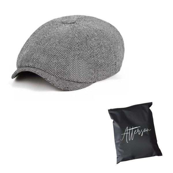 Peaky Newsboy Irish Style Fuller Fit Wool Blend Tweed Peak Cap - Adjustable - Light Grey