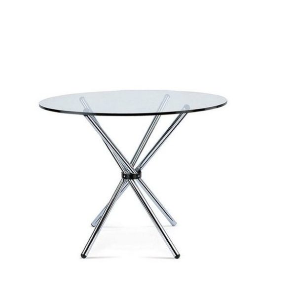 Round Glass Table 80cm - Silver Legs