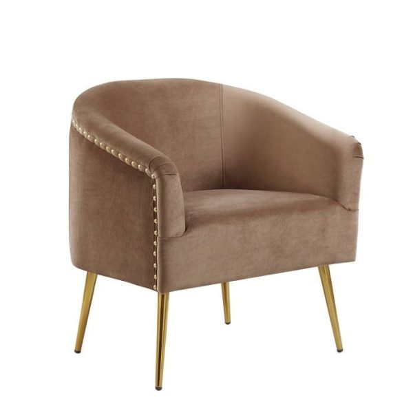 Amanda-Armed Contour Upholstered Barrel Chair - Brown