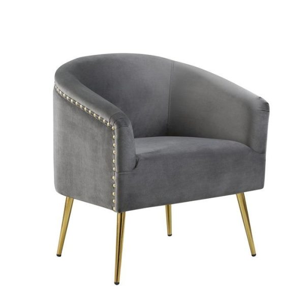Amanda-Armed Contour Upholstered Barrel Chair - Dark Grey